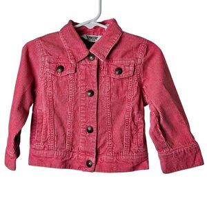 Oshkosh Toddler Girls Pink Corduroy Jacket 2T Button Front Long‎ Sleeve